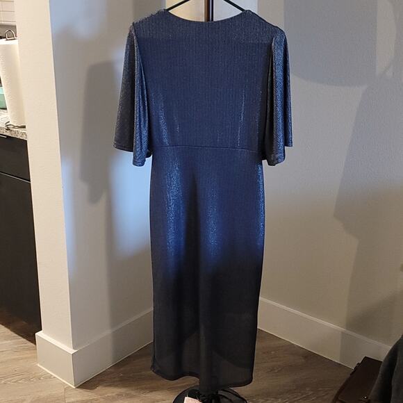 Lulu's Blue You're The Stun Metallic Midi Dress - Picture 7 of 11